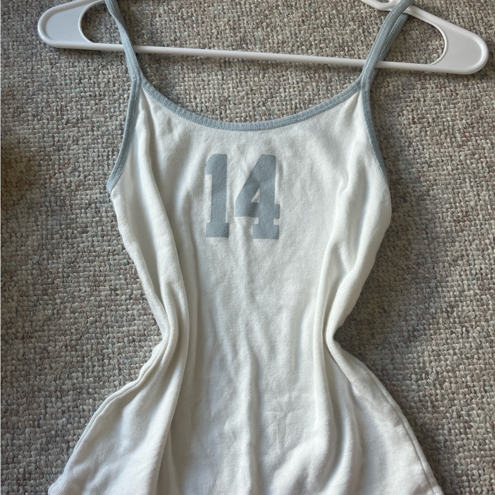 Brandy Melville White and Gray Tank Top